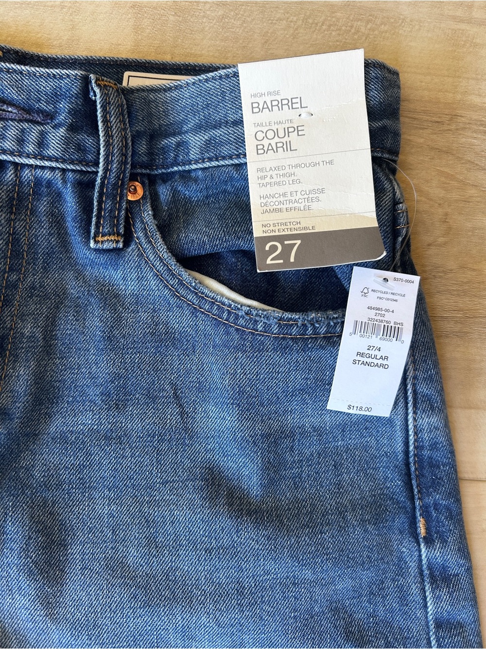 GAP High Rise Barrel Jeans - Medium Blue